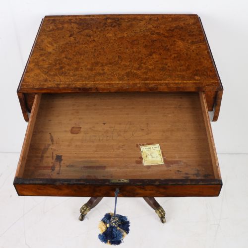 IRISH BURR YEW REGENCY DROPLEAF WORK TABLE - ADDITIONAL PHOTO 15