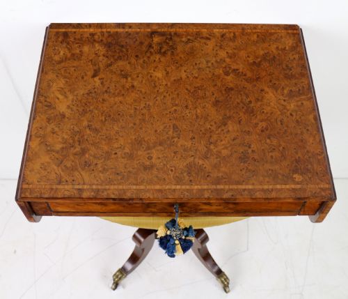 IRISH BURR YEW REGENCY DROPLEAF WORK TABLE - ADDITIONAL PHOTO 19