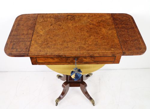 IRISH BURR YEW REGENCY DROPLEAF WORK TABLE - ADDITIONAL PHOTO 24
