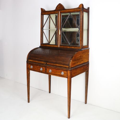REGENCY MAHOGANY LADIES TAMBOUR WRITING TABLE DESK CABINET - ADDITIONAL PHOTO 2