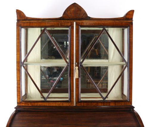 REGENCY MAHOGANY LADIES TAMBOUR WRITING TABLE DESK CABINET - ADDITIONAL PHOTO 9