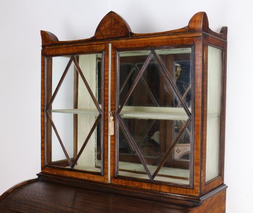 REGENCY MAHOGANY LADIES TAMBOUR WRITING TABLE DESK CABINET - ADDITIONAL PHOTO 12