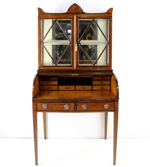REGENCY MAHOGANY LADIES TAMBOUR WRITING TABLE DESK CABINET - ADDITIONAL PHOTO 16