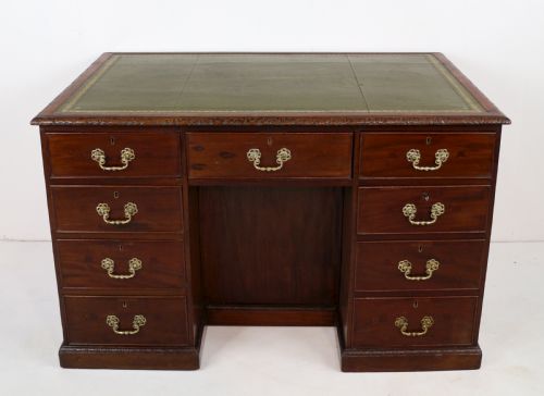 GEORGE III CHIPPENDALE STYLE MAHOGANY FREESTANDING KNEEHOLE LIBRARY DESK - ADDITIONAL PHOTO 6