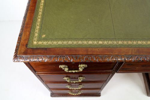 GEORGE III CHIPPENDALE STYLE MAHOGANY FREESTANDING KNEEHOLE LIBRARY DESK - ADDITIONAL PHOTO 12