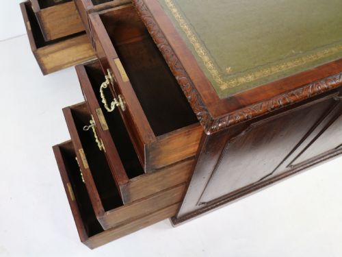 GEORGE III CHIPPENDALE STYLE MAHOGANY FREESTANDING KNEEHOLE LIBRARY DESK - ADDITIONAL PHOTO 27