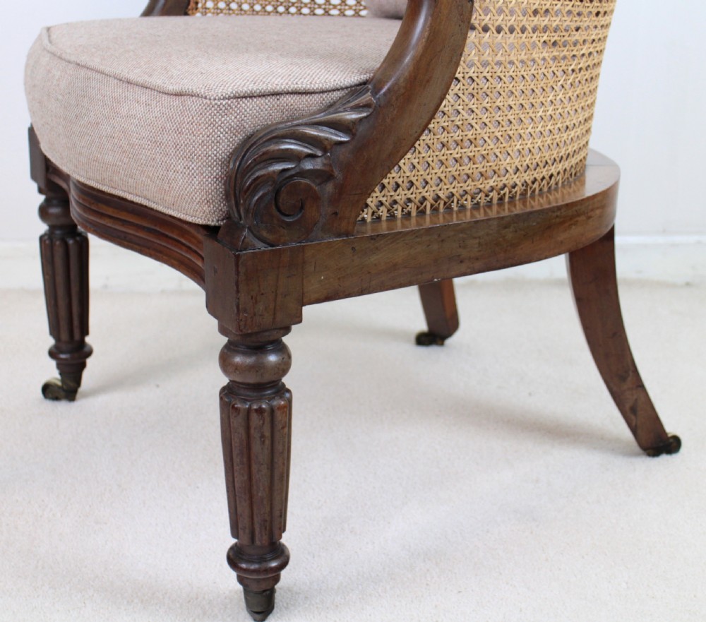 Regency Mahogany & Cane Filled English Library or Bergère Chair View VII