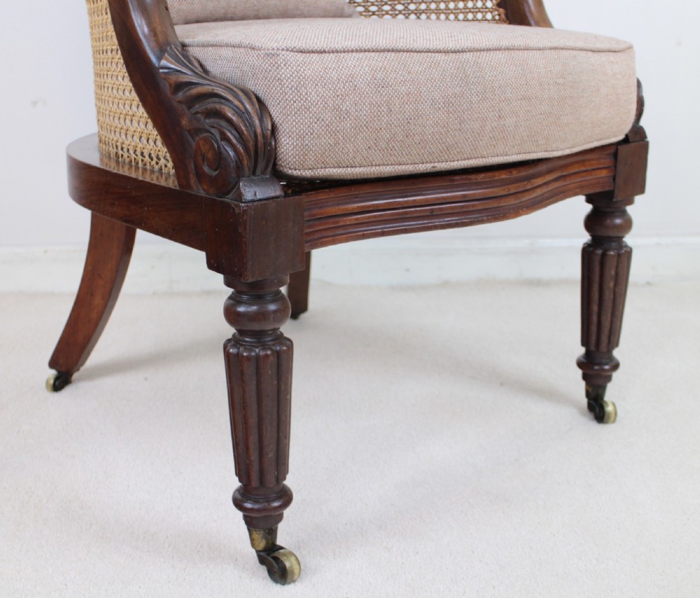 Regency Mahogany & Cane Filled English Library or Bergère Chair View VIII