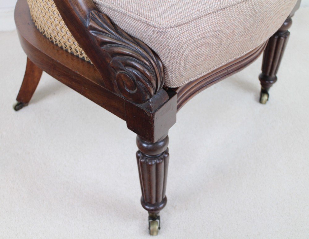 Regency Mahogany & Cane Filled English Library or Bergère Chair View IX