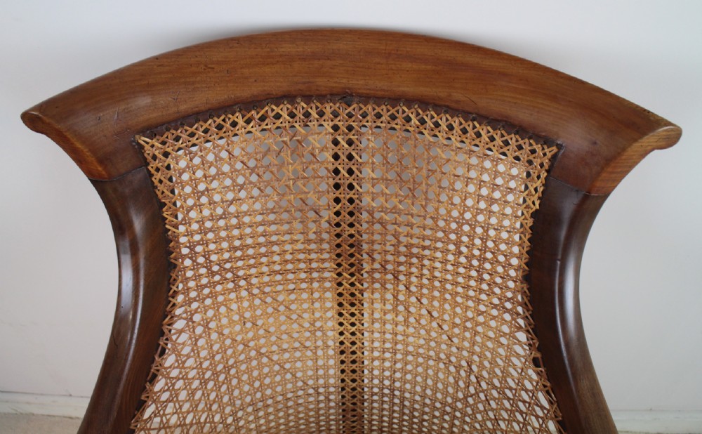 Regency Mahogany & Cane Filled English Library or Bergère Chair View XIV