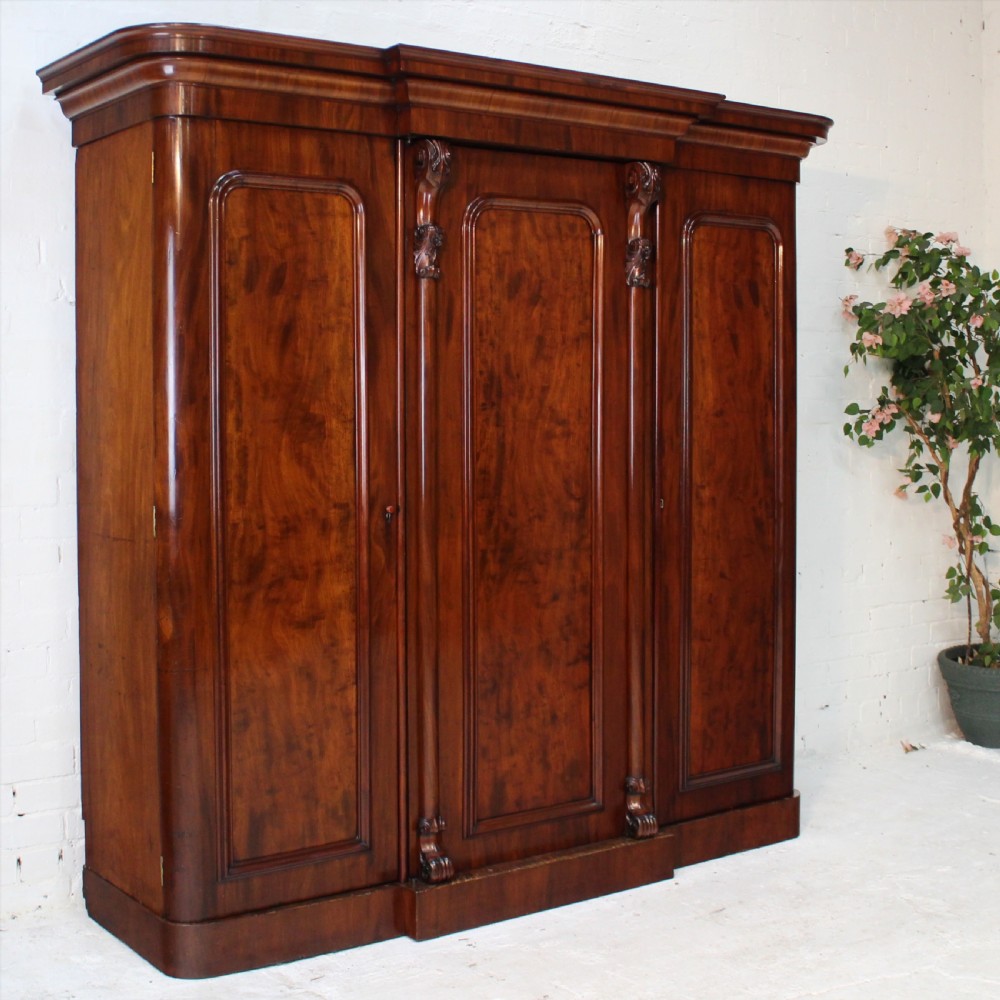 Victorian Mahogany Three Door Breakfront Wardrobe View II