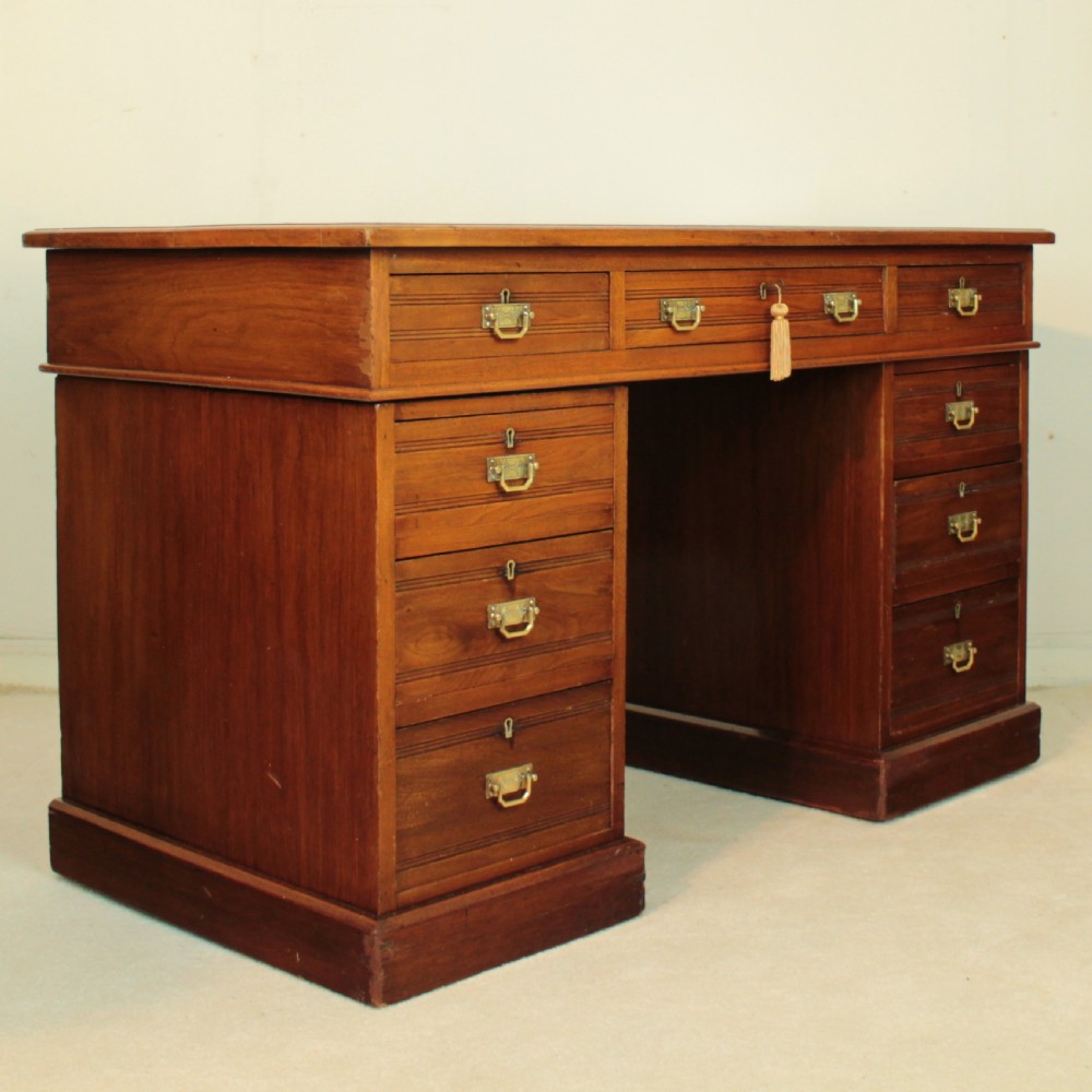 Late Victorian Walnut Pedestal Desk, c.1880 View III