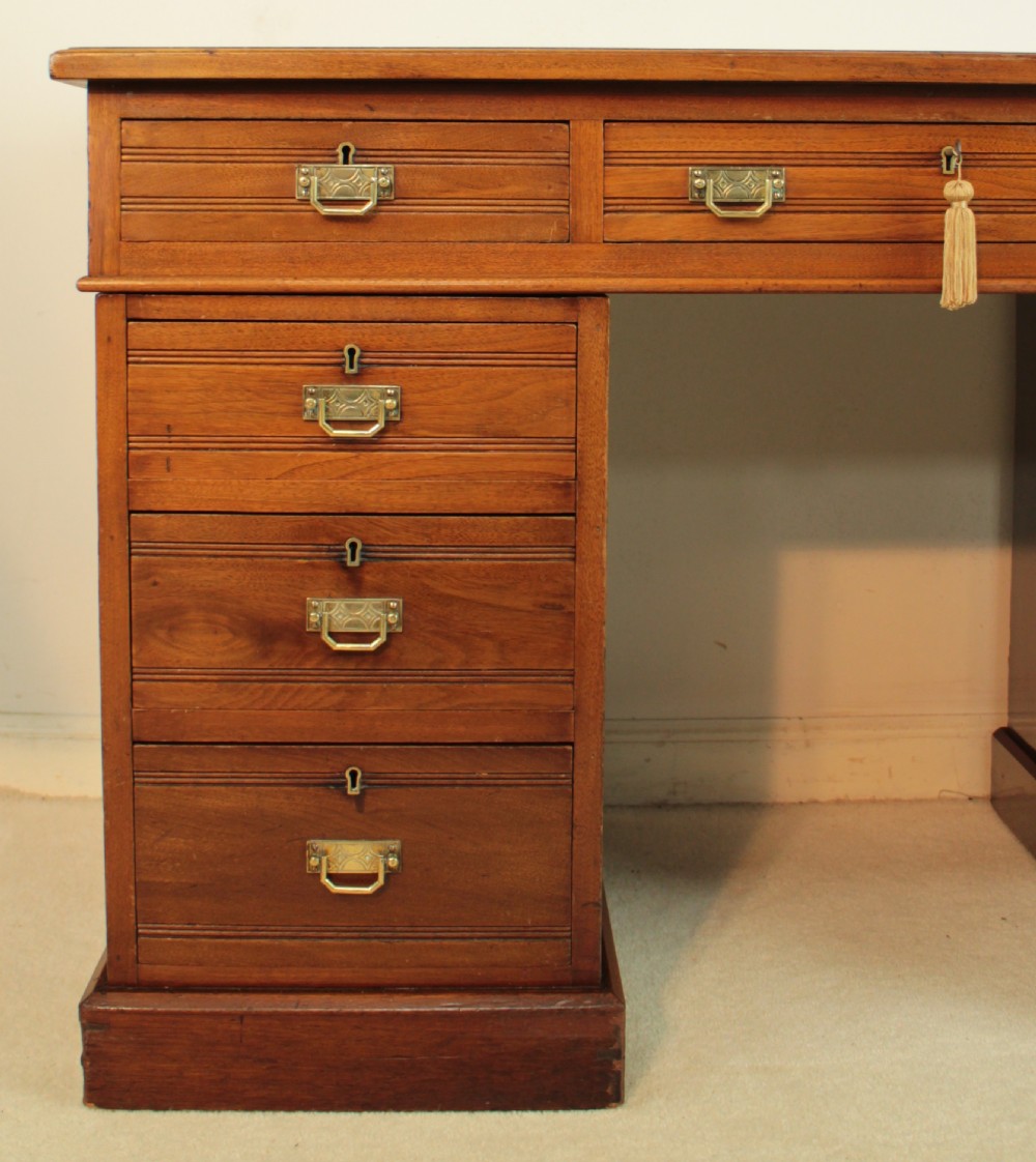 Late Victorian Walnut Pedestal Desk, c.1880 View VI
