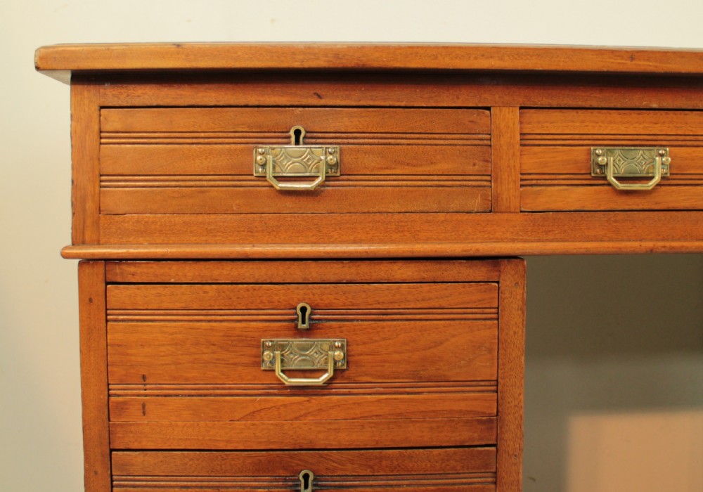 Late Victorian Walnut Pedestal Desk, c.1880 View VIII