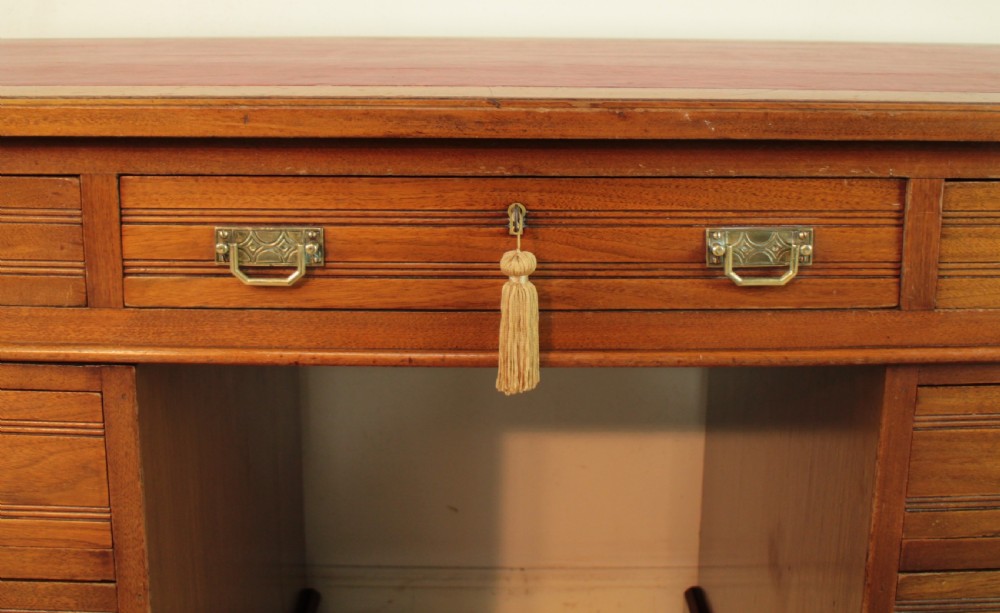 Late Victorian Walnut Pedestal Desk, c.1880 View IX