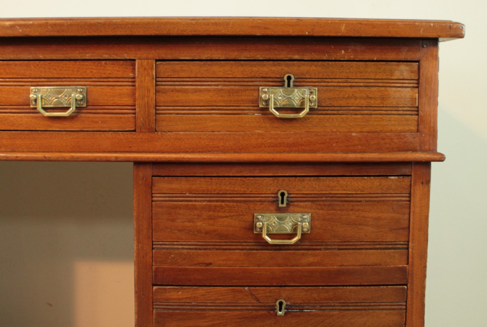 Late Victorian Walnut Pedestal Desk, c.1880 View XI