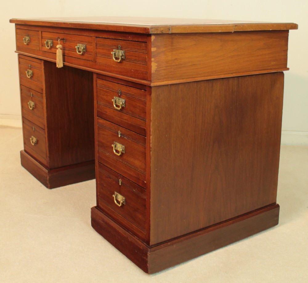 Late Victorian Walnut Pedestal Desk, c.1880 View XVI