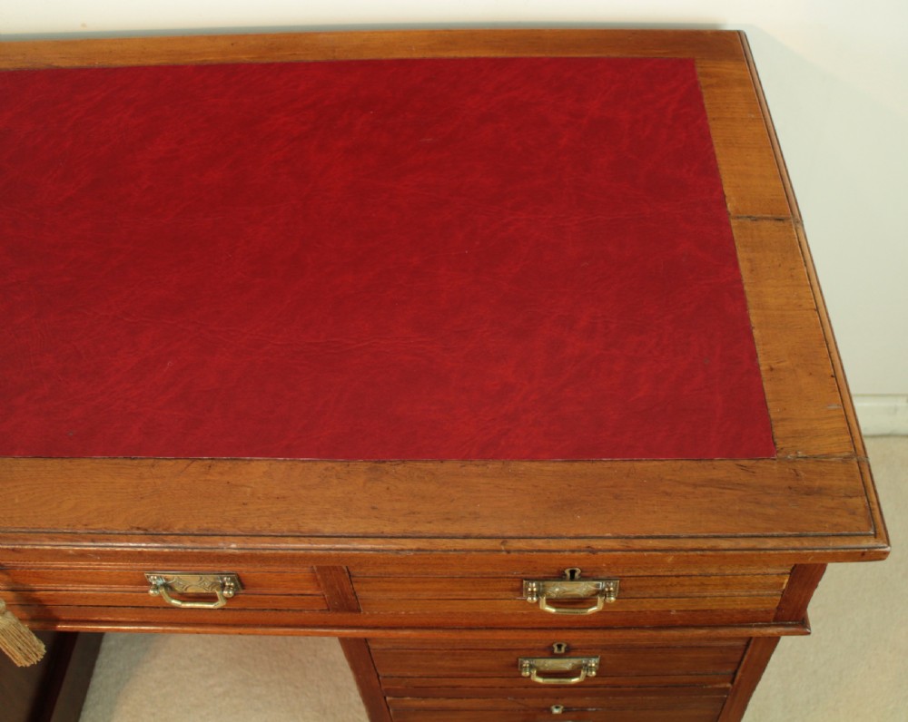 Late Victorian Walnut Pedestal Desk, c.1880 View XVIII