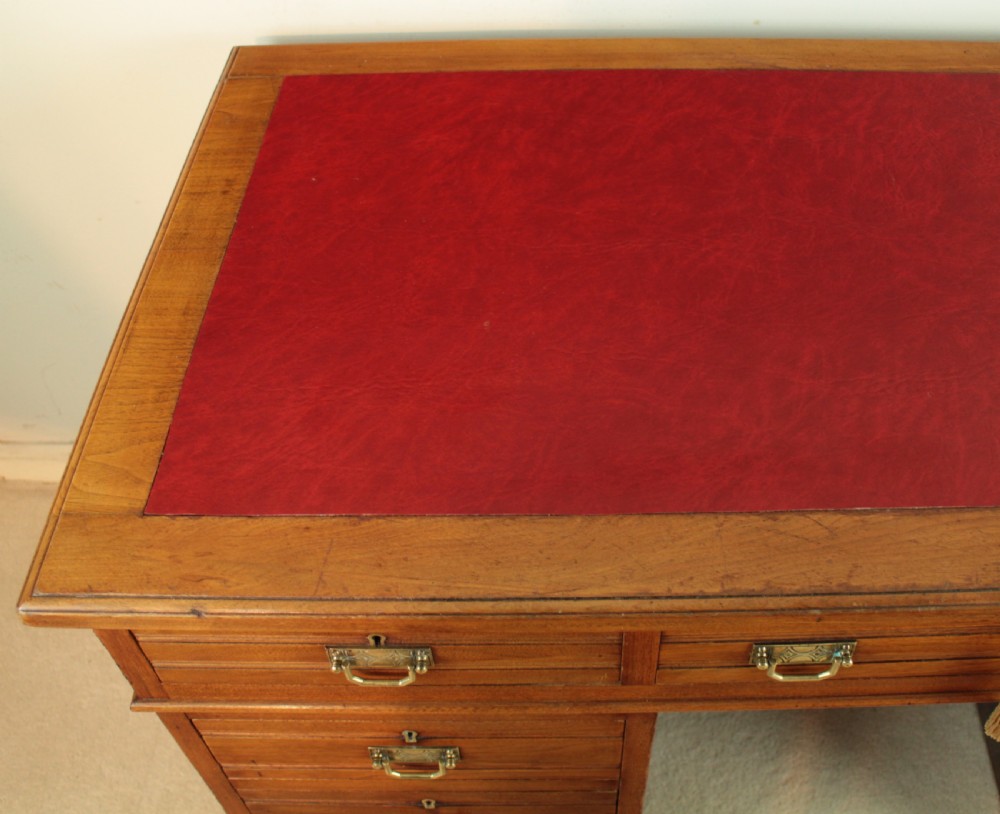 Late Victorian Walnut Pedestal Desk, c.1880 View XX