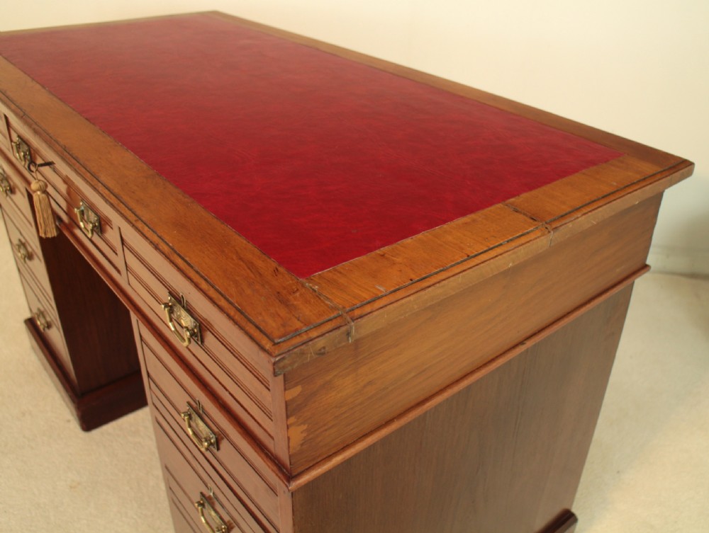 Late Victorian Walnut Pedestal Desk, c.1880 View XXI