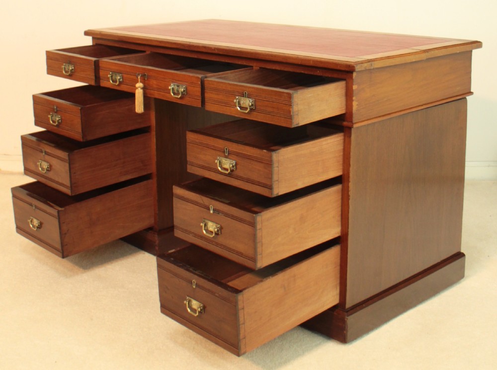 Late Victorian Walnut Pedestal Desk, c.1880 View XXII
