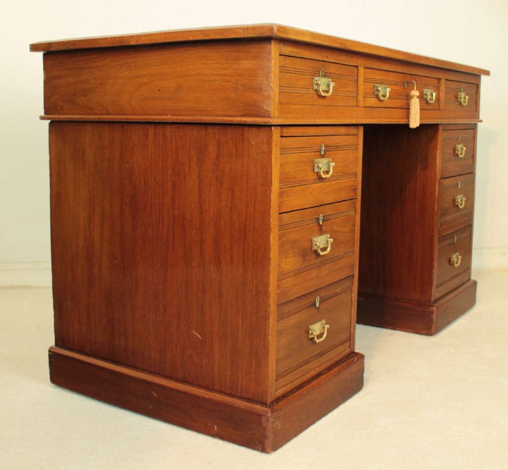Late Victorian Walnut Pedestal Desk, c.1880 View XXIII
