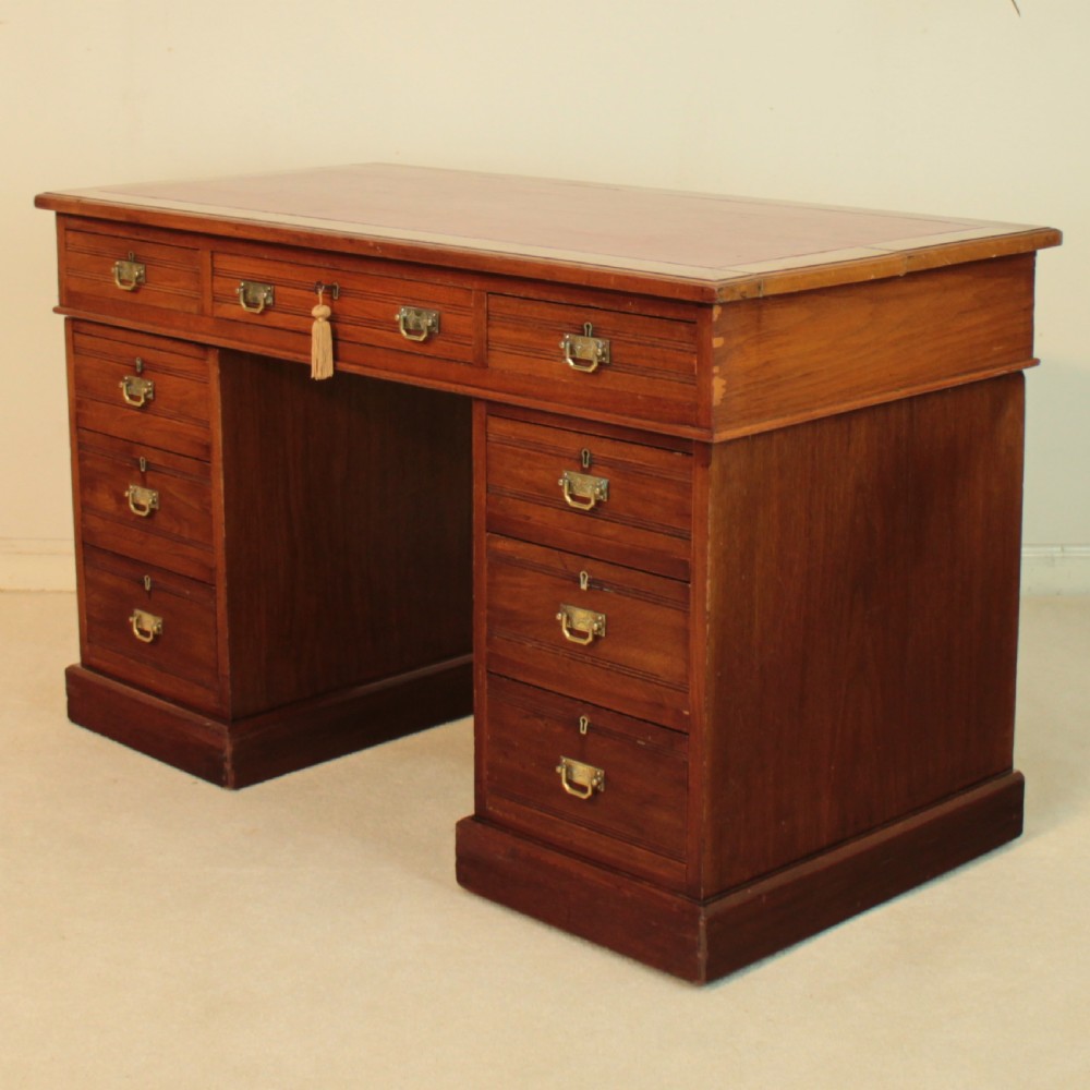 Late Victorian Walnut Pedestal Desk, c.1880 View XXVIII
