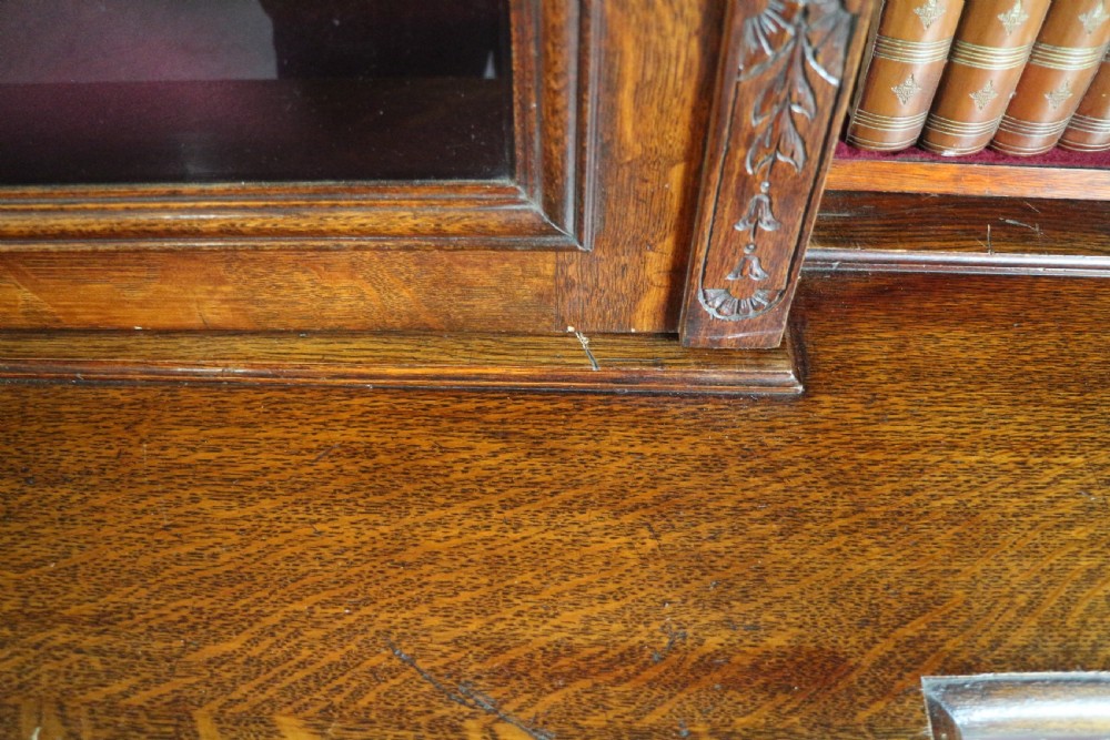 Large Victorian Oak Breakfront Bookcase, attributed to Maple & Co View XXI