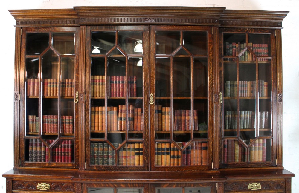 Maple & Co Large Victorian Oak Breakfront Bookcase View IV