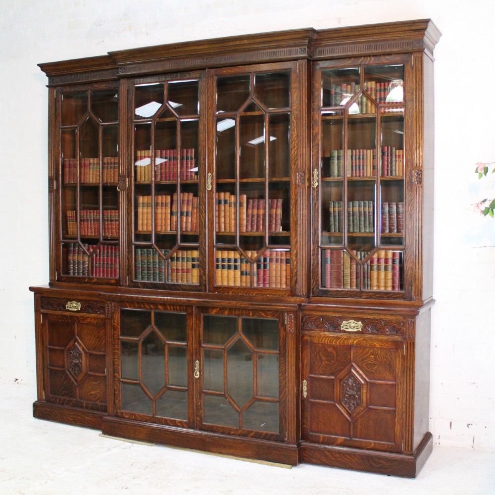 Maple & Co Large Victorian Oak Breakfront Bookcase View VI