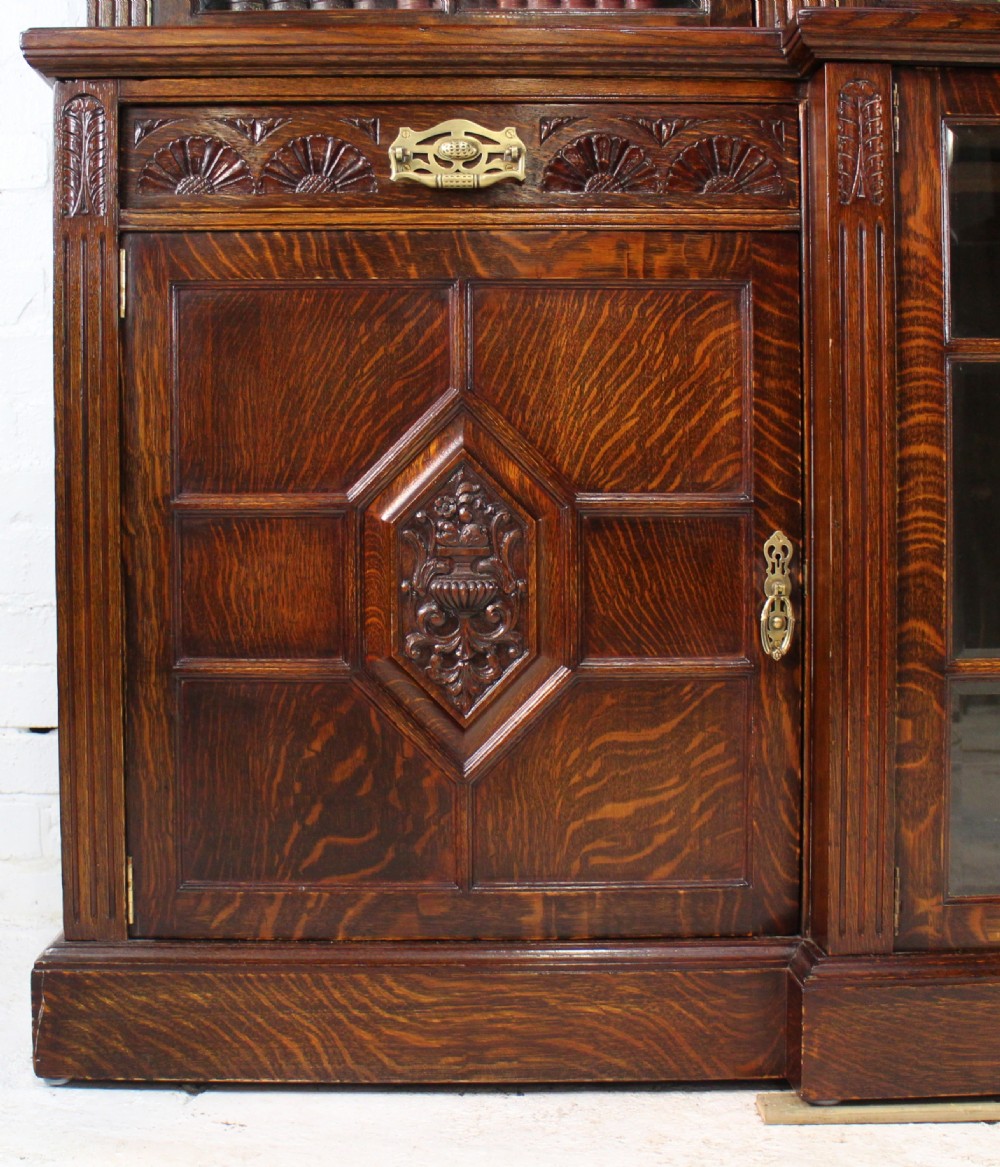 Maple & Co Large Victorian Oak Breakfront Bookcase View VIII