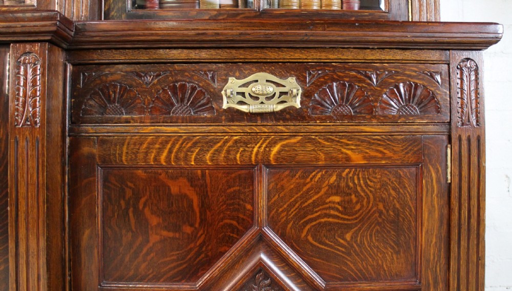Maple & Co Large Victorian Oak Breakfront Bookcase View XII