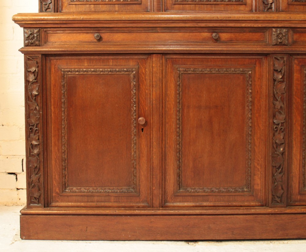Victorian Ivy Carved Oak Library Bookcase View VIII