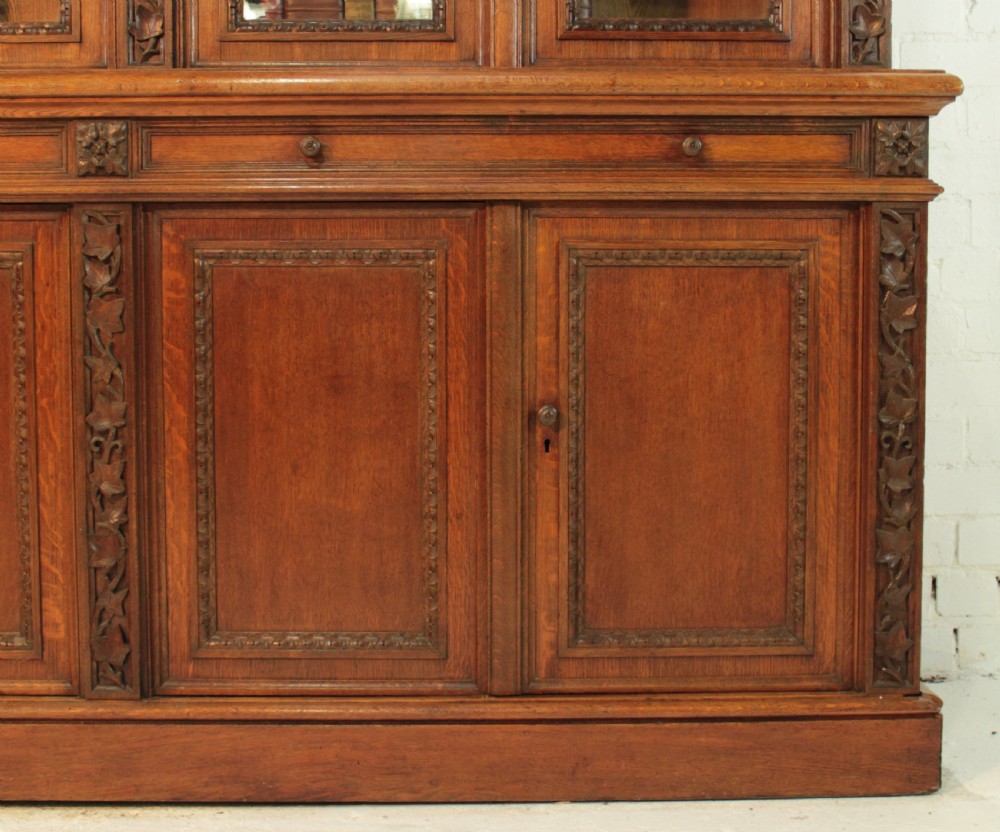 Victorian Ivy Carved Oak Library Bookcase View IX