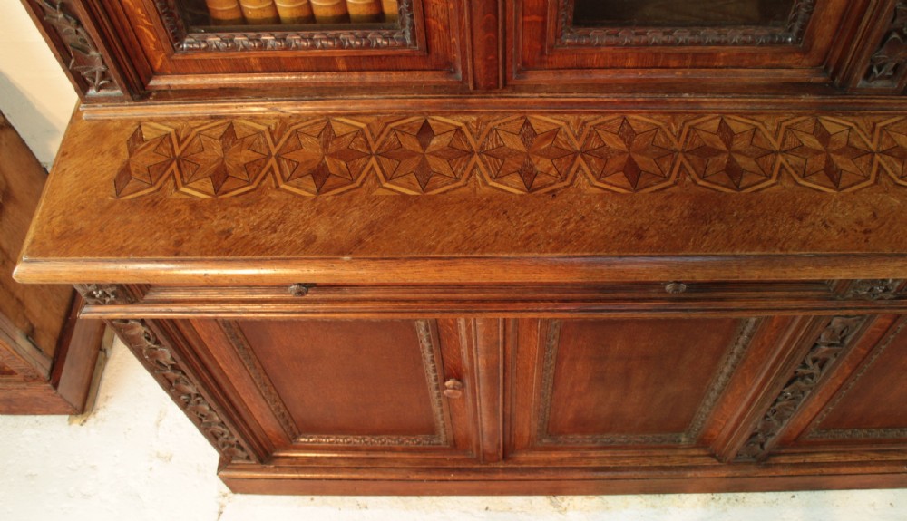 Victorian Ivy Carved Oak Library Bookcase View X