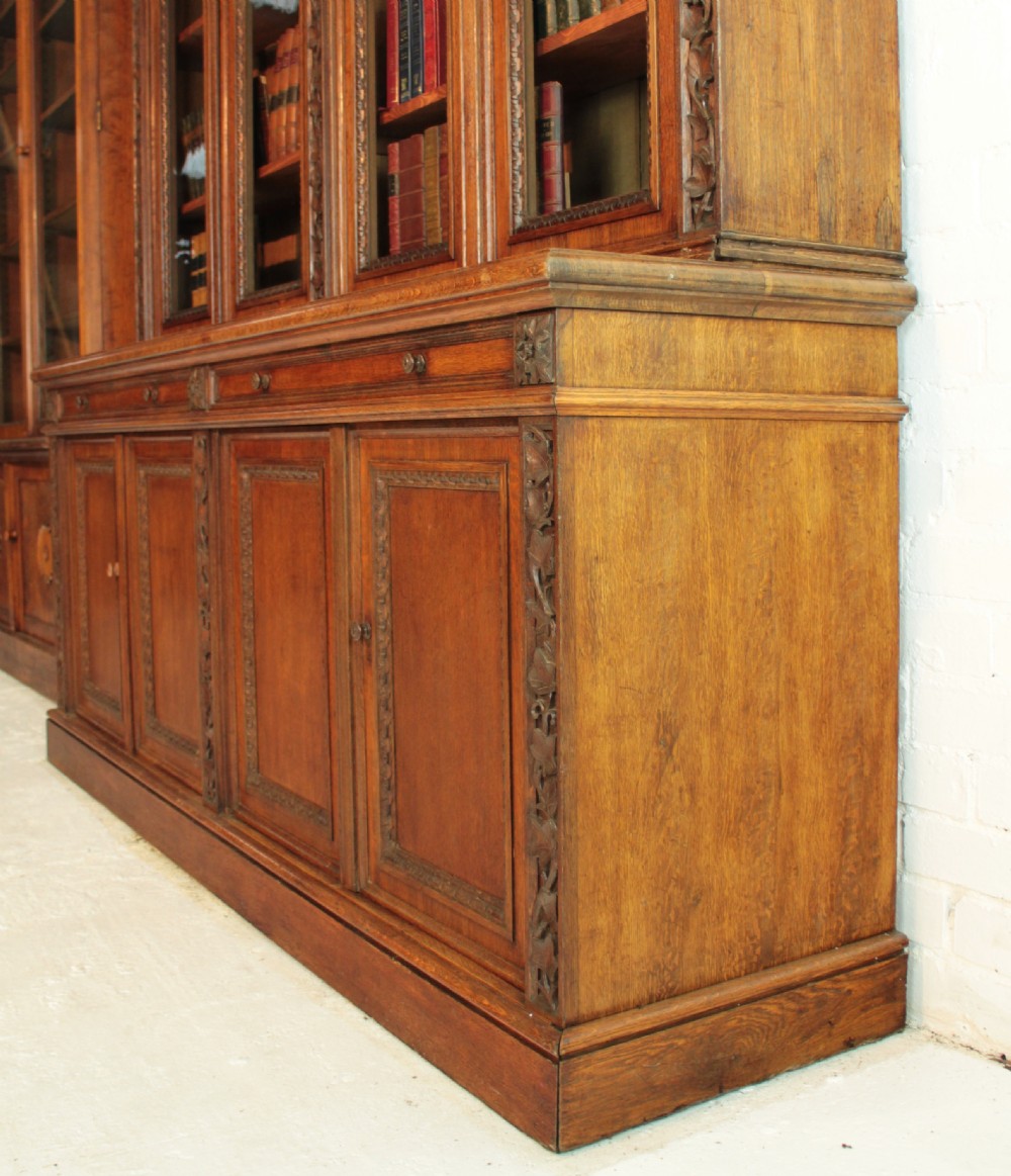 Victorian Ivy Carved Oak Library Bookcase View XV