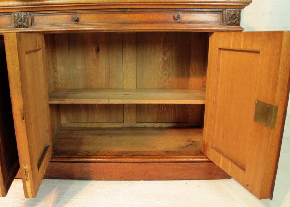 Victorian Ivy Carved Oak Library Bookcase View XVIII