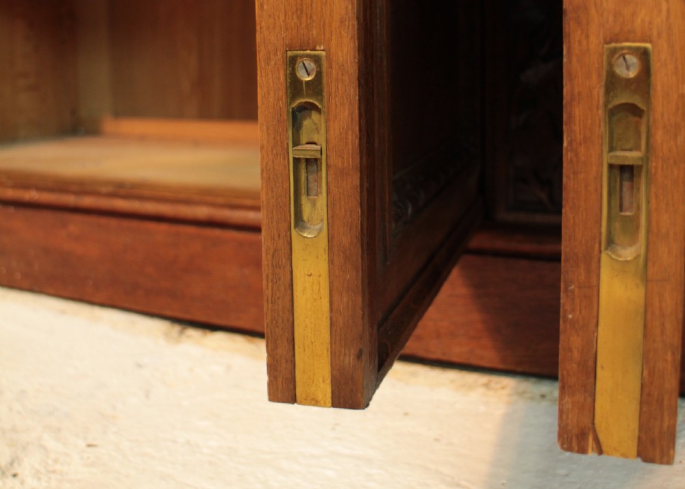 Victorian Ivy Carved Oak Library Bookcase View XX