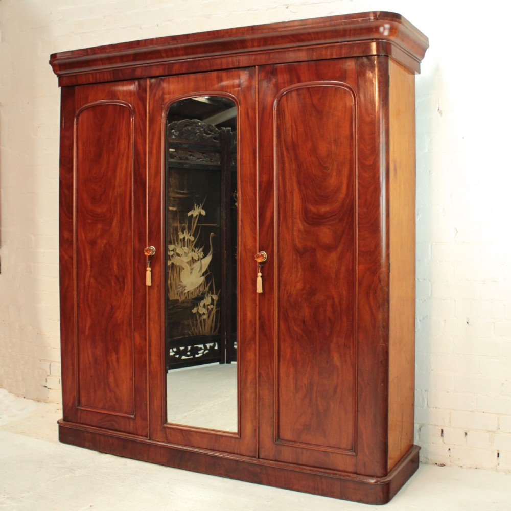 Victorian Mahogany Three Door Fitted Wardrobe View II