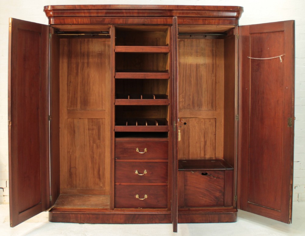 Victorian Mahogany Three Door Fitted Wardrobe View X