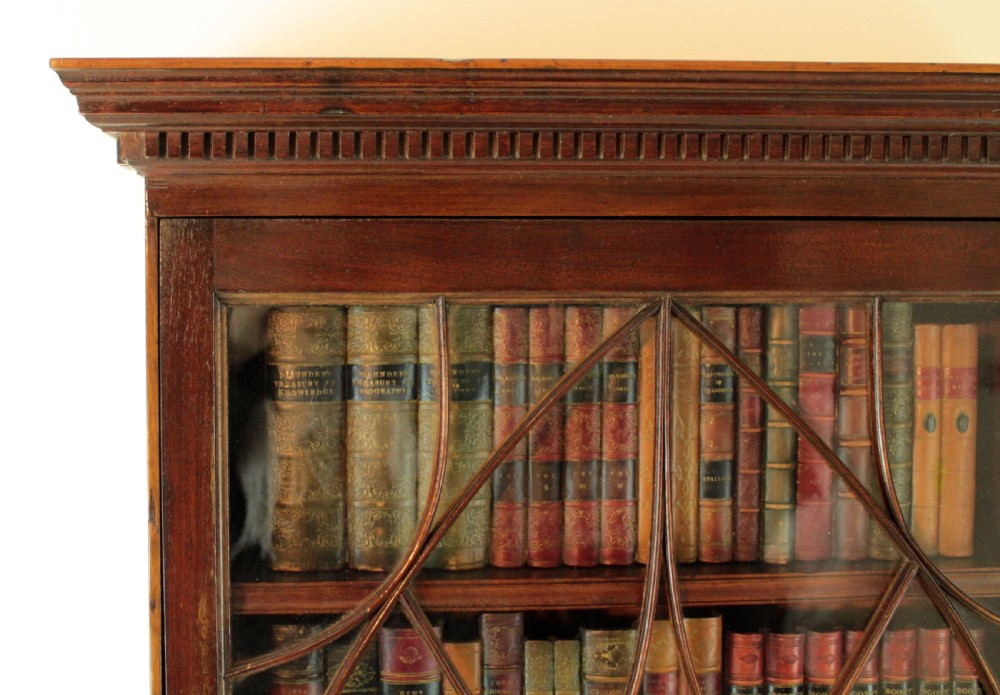 19th Century Narrow Mahogany Astragal Glazed Bookcase on Chest View VI
