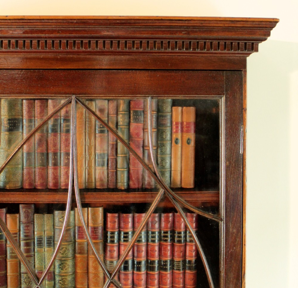 19th Century Narrow Mahogany Astragal Glazed Bookcase on Chest View VII