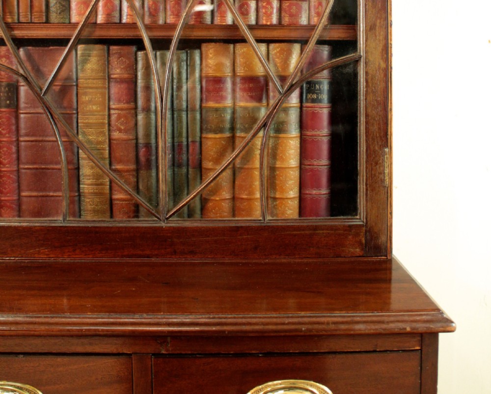 19th Century Narrow Mahogany Astragal Glazed Bookcase on Chest View IX