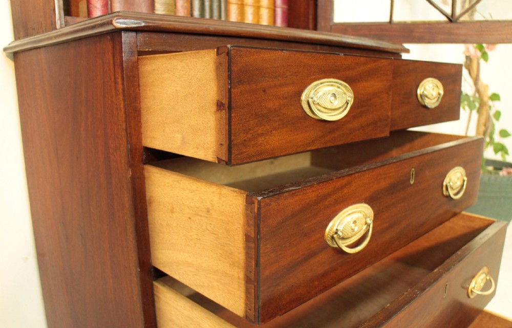 19th Century Narrow Mahogany Astragal Glazed Bookcase on Chest View XVIII