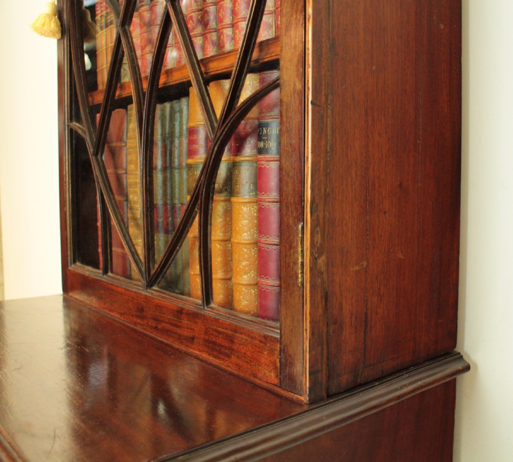 19th Century Narrow Mahogany Astragal Glazed Bookcase on Chest View XXI