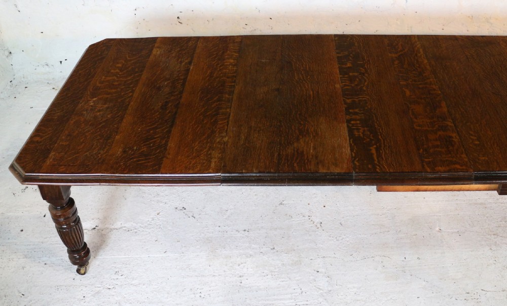 Arts & Crafts Extending Oak Dining Table & 4 Leaves - 12ft, seats 14-16 View IV