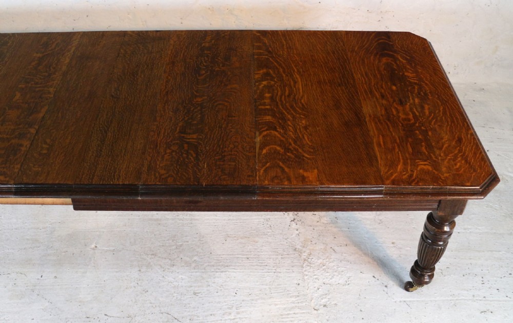 Arts & Crafts Extending Oak Dining Table & 4 Leaves - 12ft, seats 14-16 View V