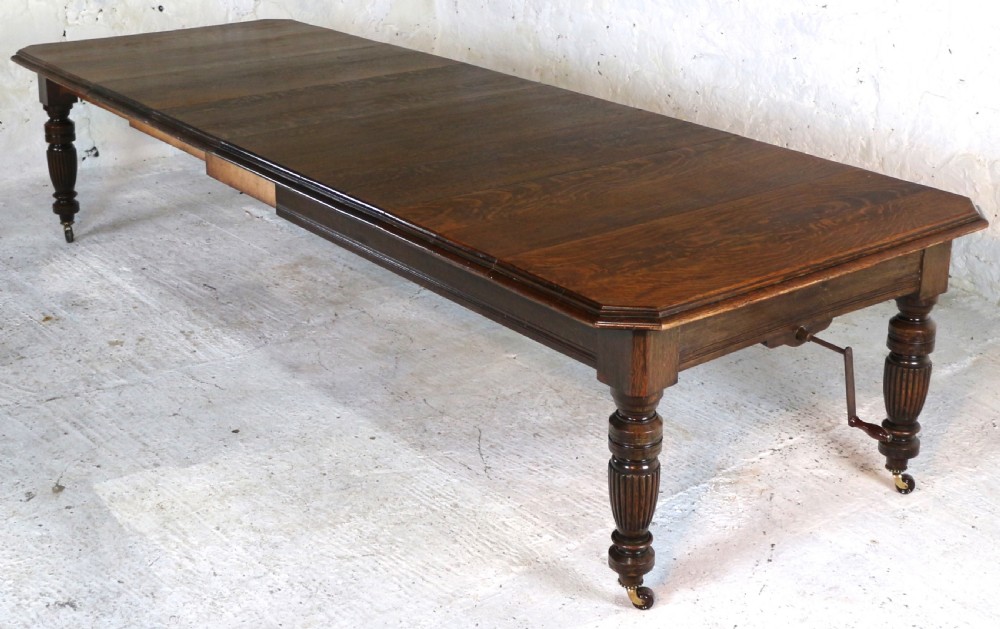 Arts & Crafts Extending Oak Dining Table & 4 Leaves - 12ft, seats 14-16 View VII