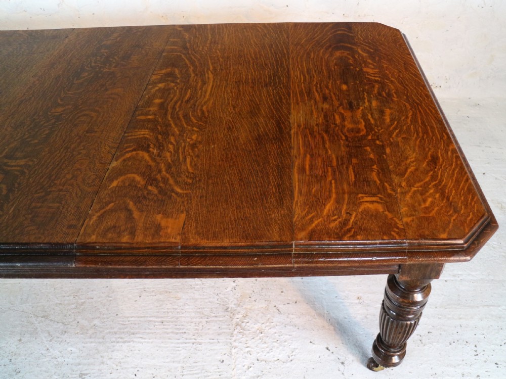 Arts & Crafts Extending Oak Dining Table & 4 Leaves - 12ft, seats 14-16 View IX