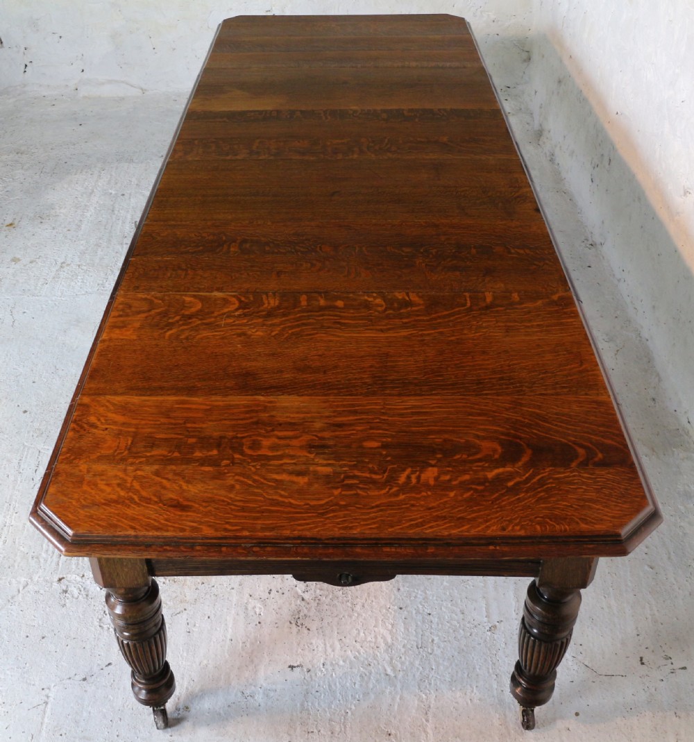 Arts & Crafts Extending Oak Dining Table & 4 Leaves - 12ft, seats 14-16 View XII
